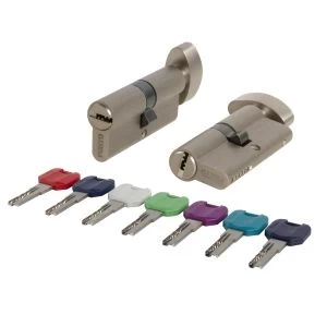 Цилиндровый механизм MaxPro7002Knob90mm(55+10+25) SN никель 7key с вертушкой